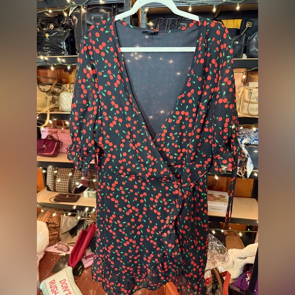 Wednesday’S Girl Dresses & Skirts - Wednesday’s Girl Curve Black Cherry-Print Wrap Dress Plus size